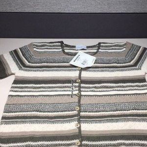 NWT Vintage Kohl’s Large Olive Print Short Sleeve Sweater